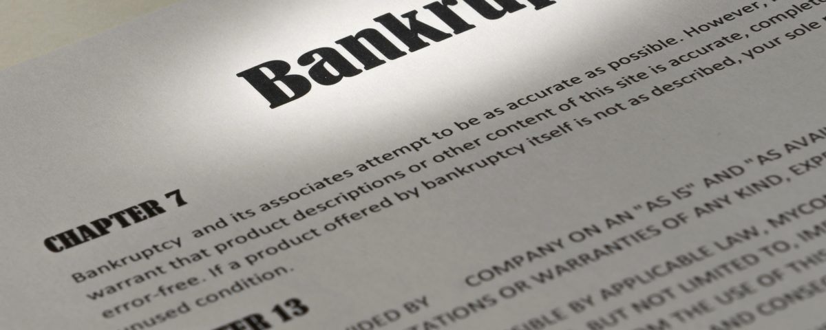 Bankruptcy letter in black and white with Chapter 7 and Chapter 13 headlines showing.